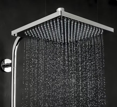 Hansgrohe Crometta E system prysznicowy z baterią termostatyczną w chromie z deszczownicą i słuchawką prysznicową