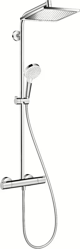 Hansgrohe Crometta E system prysznicowy z baterią termostatyczną w chromie z deszczownicą 240 mm i słuchawką prysznicową