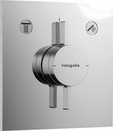 Podtynkowa bateria prysznicowa Hansgrohe duoturn E w chromie pro do sterowania dwoma odbiornikami.