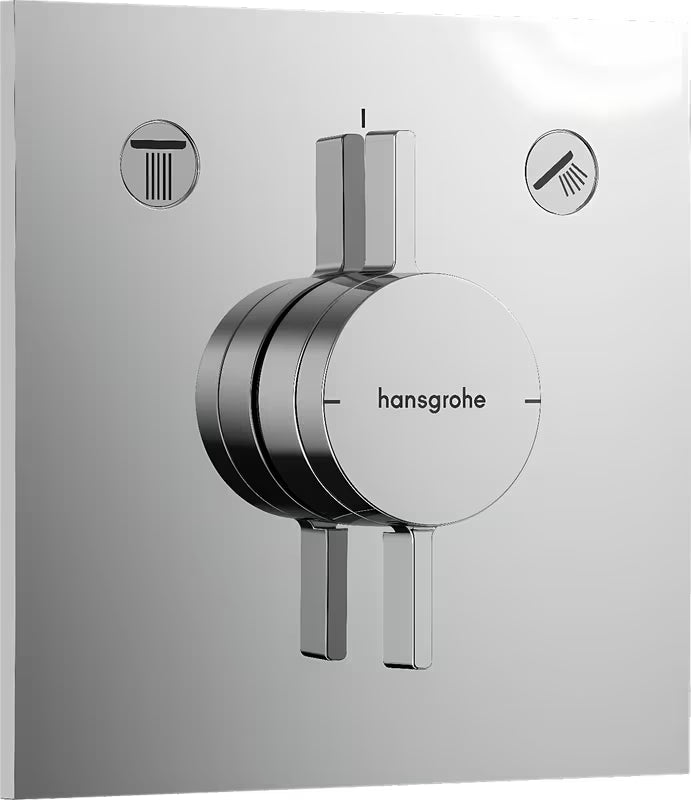 Podtynkowa bateria prysznicowa Hansgrohe duoturn E w chromie pro do sterowania dwoma odbiornikami.