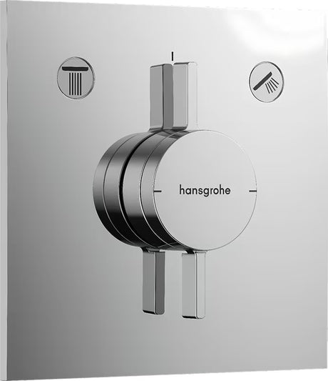 Podtynkowa bateria prysznicowa Hansgrohe duoturn E w chromie pro do sterowania dwoma odbiornikami.