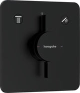 Podtynkowa bateria prysznicowa hansgrohe duoturn Q w wykończeniu matowa czerń pro sterowanie dwoma odbiornikami.