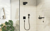 Podtynkowa bateria prysznicowa hansgrohe duoturn Q w matowej czerni pro do sterowania dwoma odbiornikami.