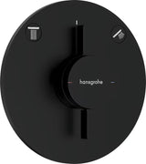 Podtynkowa bateria prysznicowa Hansgrohe duoturn S w matowej czerni pro do sterowania dwoma odbiornikami.