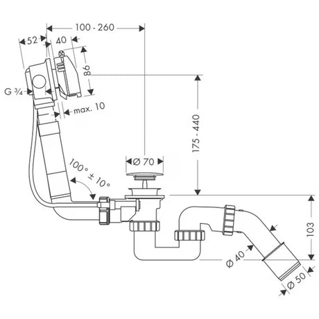 Hansgrohe Exafill automat wannowy z zestawem odpływowo-przelewowym pro standardowy wanny