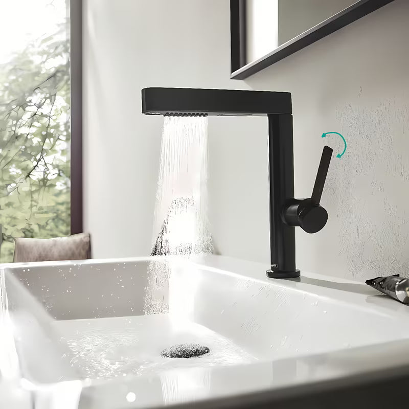 Hansgrohe Finoris bateria umywalkowa w wykończeniu czarny mat z wyciąganą wylewką