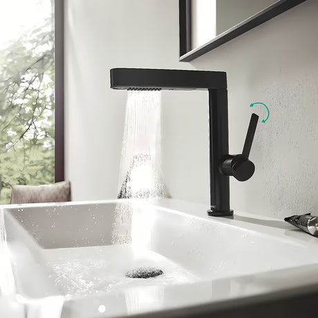 Hansgrohe Finoris bateria umywalkowa w wykończeniu czarny mat z wyciąganą wylewką