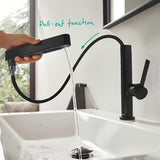 Hansgrohe Finoris bateria umywalkowa w wykończeniu czarny mat z wyciąganą wylewką