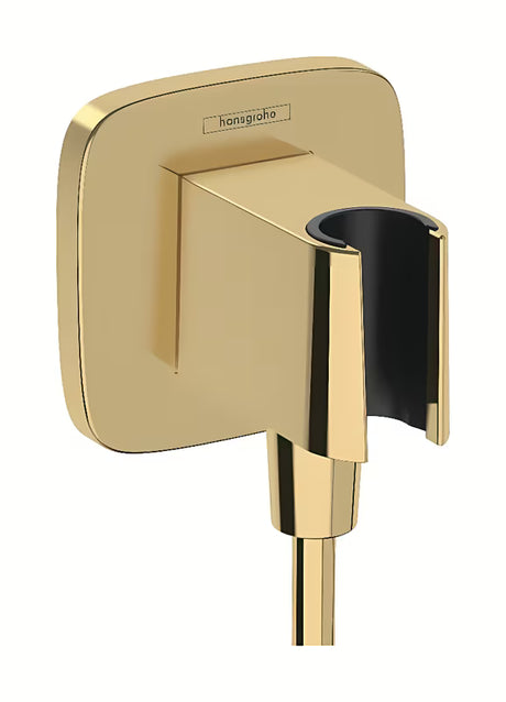 Hansgrohe fixfit Q przyłącze kątowe z uchwytem prysznica w wykończeniu polerowane złoto, ścienne