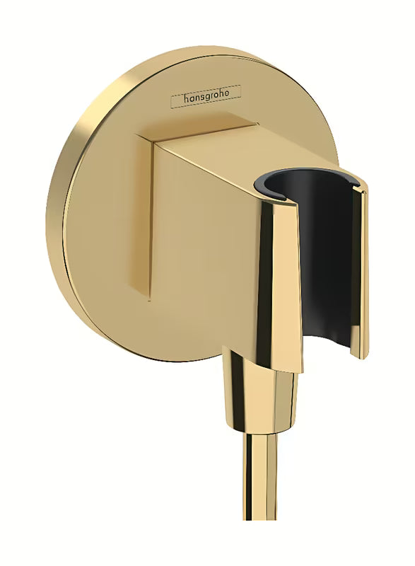 Hansgrohe fixfit S przyłącze kątowe z uchwytem prysznica w wykończeniu polerowane złoto