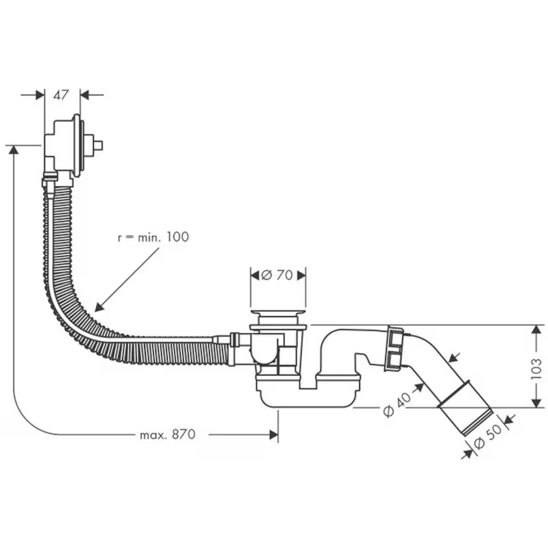 Hansgrohe Flexaplus automat wannowy – element podtynkowy pro specjalny wanny z przelewem i odpływem