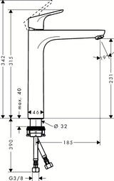 Hansgrohe Focus wysoka jednouchwytowa bateria umywalkowa w wykończeniu chrom bez odpływu