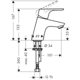 Hansgrohe Focus jednouchwytowa stojąca bateria umywalkowa w wykończeniu chrom bez odpływu.