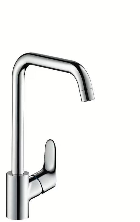 Chromowana jednouchwytowa bateria zlewozmywakowa Hansgrohe Focus z obrotowym ramieniem