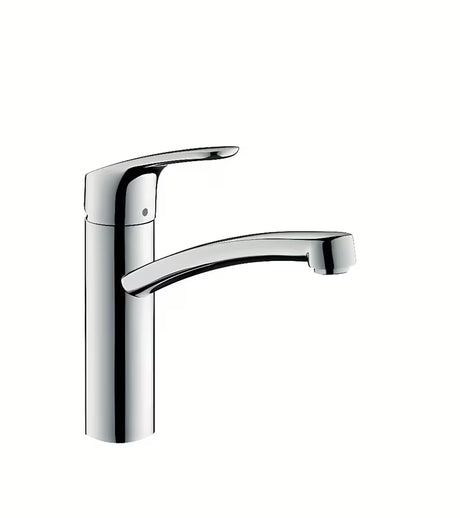 Chromowana jednouchwytowa bateria zlewozmywakowa Hansgrohe Focus M41 z obrotową wylewką 360°