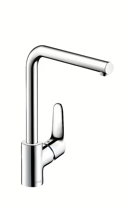 Chromowana jednouchwytowa bateria zlewozmywakowa Hansgrohe Focus M41 z obrotową wylewką w kształcie L