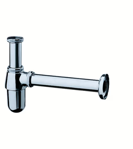 Chromowany syfon butelkowy syfon umywalkowy Hansgrohe z przyłączem G 1¼ i odpływem DN32.