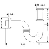 Syfon umywalkowy Hansgrohe w wykończeniu chrome pro przyłącze umywalki