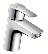 Chromowana jednouchwytowa stojąca bateria umywalkowa Hansgrohe HG248 z odpływem o zaokrąglonym designie