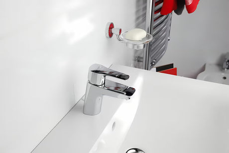 Chromowa jednouchwytowa stojąca bateria umywalkowa Hansgrohe HG248 z odpływem