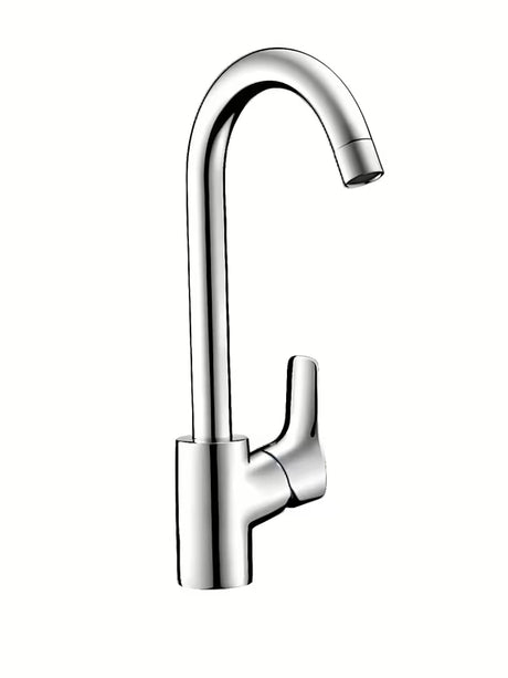 Chromowana stojąca bateria zlewozmywakowa Hansgrohe HG248 z obrotową wylewką i dźwignią