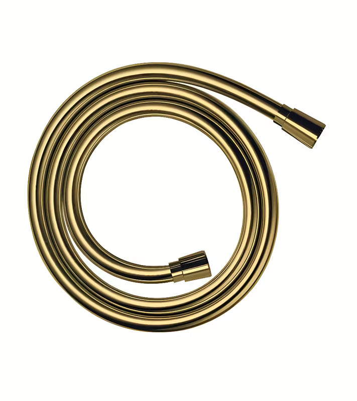 Wąż prysznicowy Hansgrohe Isiflex w wykończeniu gold o długości 1,25 m z obrotową końcówką zapobiegającą skręcaniu.