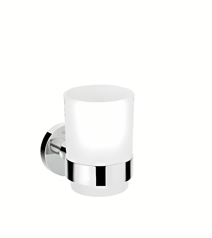 Hansgrohe Logis chromowany uchwyt na szczoteczki ze szklanym pojemnikiem pro montaż ścienny