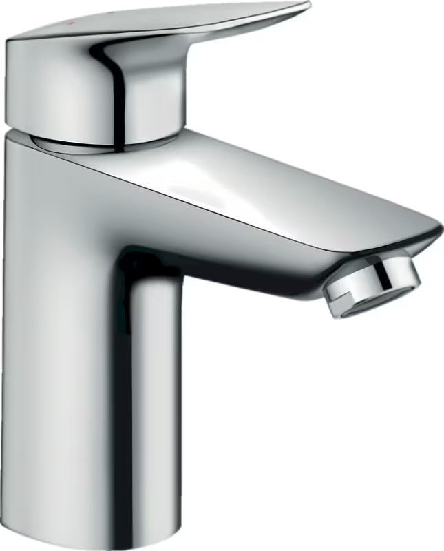 Chromowana jednouchwytowa bateria umywalkowa Hansgrohe Logis bez odpływu w błyszczącym wykończeniu.
