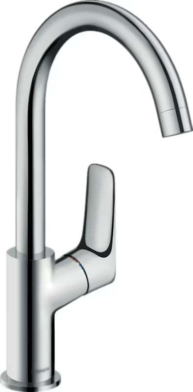 Chromowana bateria umywalkowa hansgrohe Logis 210 z obrotową wylewką i boczną dźwignią