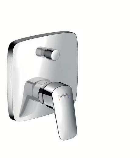 Podtynkowa jednouchwytowa bateria wannowa hansgrohe Logis w wykończeniu chrom pro prysznica i napełnianie wanny.