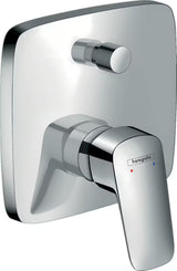 Podtynkowa jednouchwytowa bateria wannowa hansgrohe Logis w wykończeniu chrom pro prysznica i napełnianie wanny.