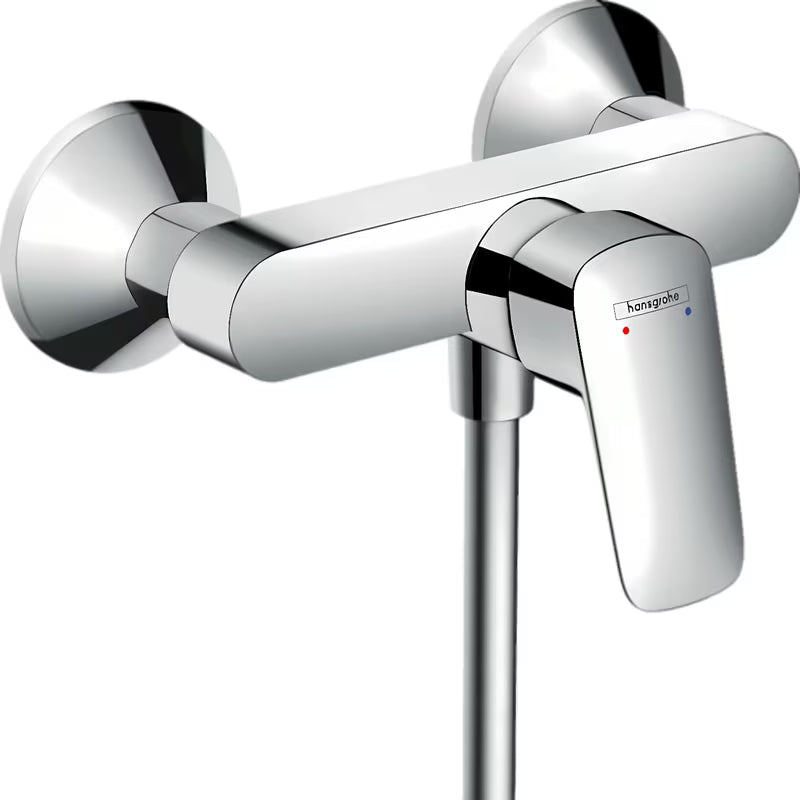 Ścienna jednouchwytowa bateria prysznicowa hansgrohe Logis w wykończeniu chrome pro przyłącze głowice prysznicowe.