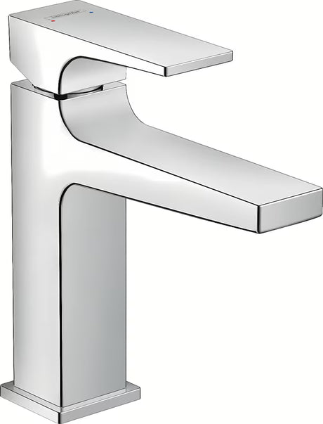 Chromowana bateria umywalkowa jednouchwytowa Hansgrohe Metropol z korkiem push-open