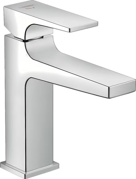 Chromowana jednouchwytowa bateria umywalkowa hansgrohe Metropol 110 CoolStart z korkiem push-open