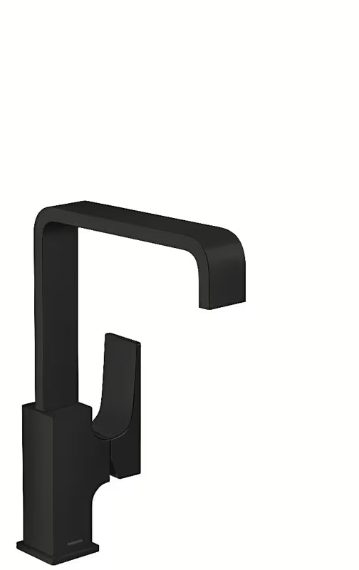 Hansgrohe Metropol wysoka bateria umywalkowa jednouchwytowa w matowej czerni z korkiem push-open