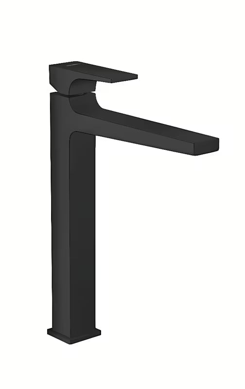 Hansgrohe Metropol wysoka jednouchwytowa bateria umywalkowa w matowej czerni z korkiem push-open