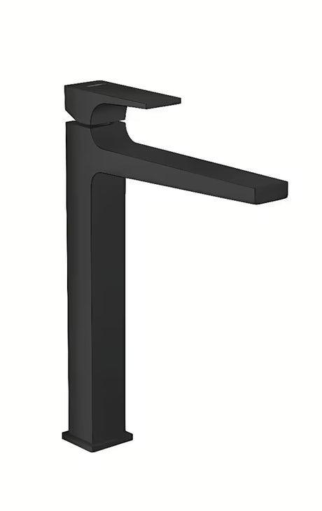 Hansgrohe Metropol wysoka jednouchwytowa bateria umywalkowa w matowej czerni z korkiem push-open