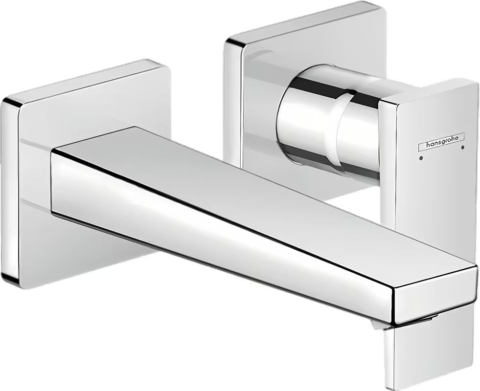 Chromowana podtynkowa bateria umywalkowa hansgrohe Metropol pro, montaż ścienny, z dźwignią