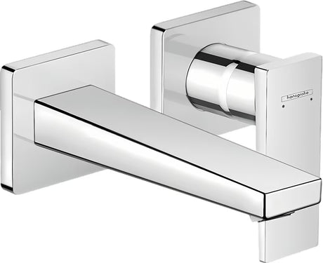 Chromowana podtynkowa bateria umywalkowa hansgrohe Metropol pro, montaż ścienny, z dźwignią