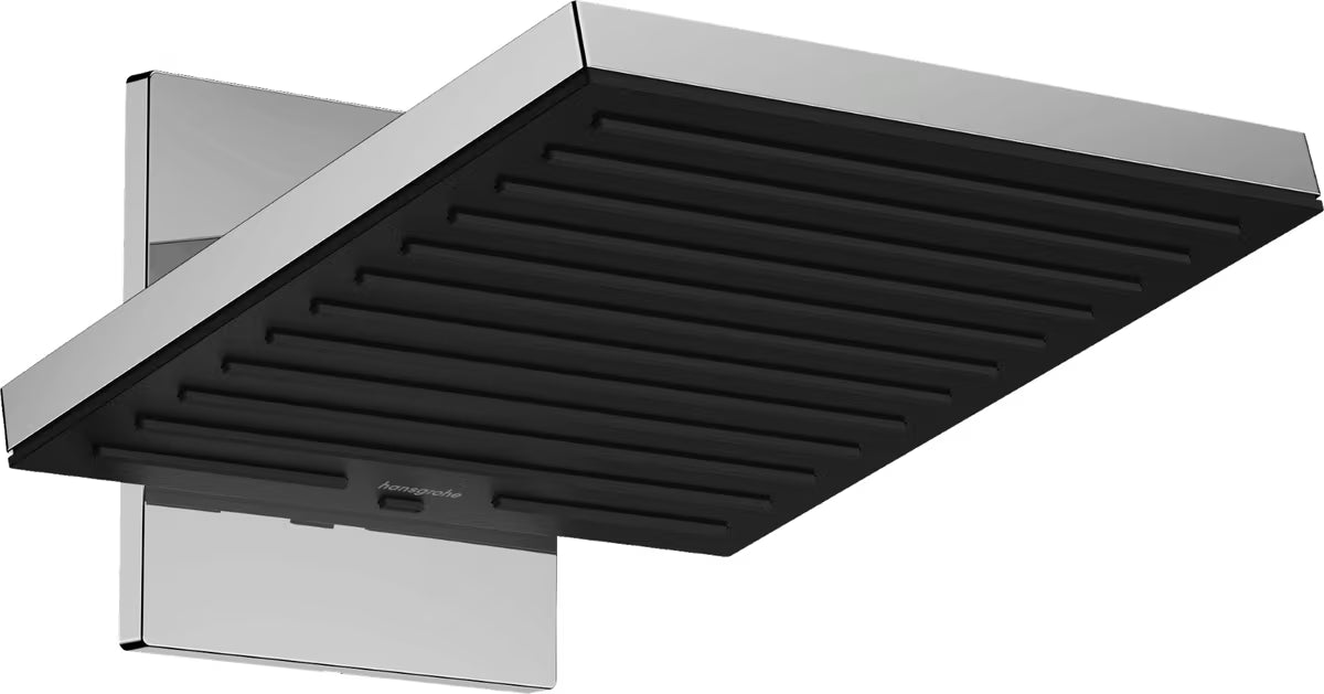 Chromowana deszczownica  Hansgrohe Pulsify E 260 z dwoma strumieniami PowderRain i Intense PowderRain.