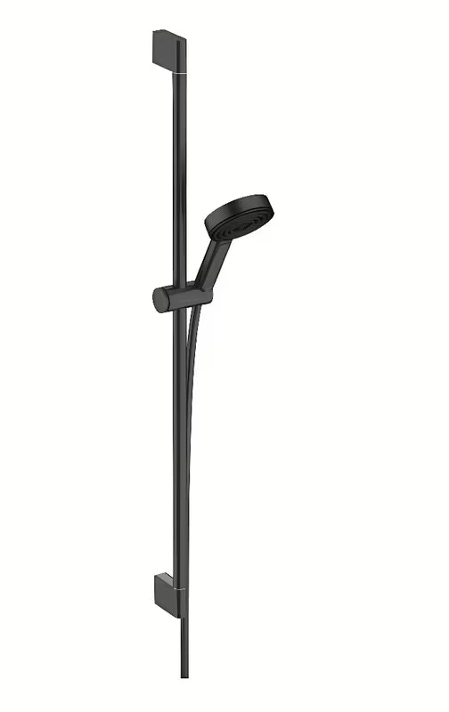 Hansgrohe Pulsify Select zestaw prysznicowy w matowej czerni z słuchawką prysznicową i drążkiem prysznicowym