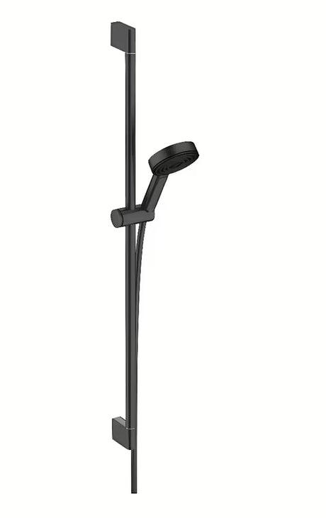 Hansgrohe Pulsify Select zestaw prysznicowy w matowej czerni z słuchawką prysznicową i drążkiem prysznicowym