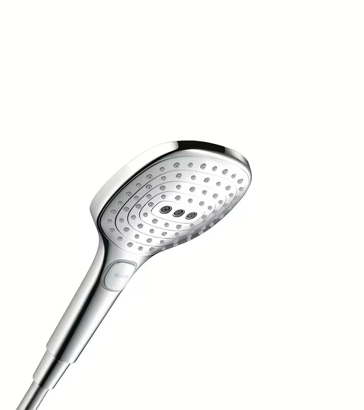 Chromowana słuchawka prysznicowa Hansgrohe Raindance Select E 120 z trzema strumieniami i przyciskiem Select