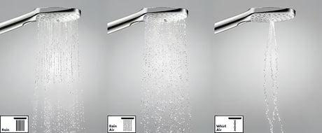 Chromowana słuchawka prysznicowa Hansgrohe Raindance Select E 120 z trzema strumieniami i przyciskiem Select