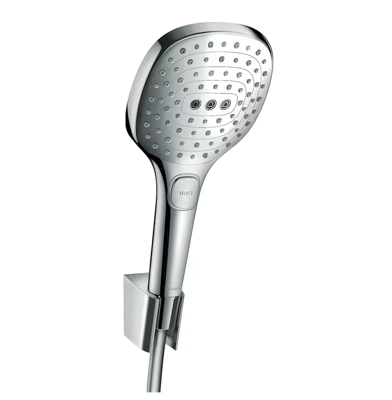 Hansgrohe Raindance Select E wannowy zestaw prysznicowy w chromie ze słuchawką prysznicową 120 mm, uchwytem i wężem 1,25 m.