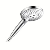 Chromowana słuchawka prysznicowa Hansgrohe Raindance Select S 120 z przyciskiem Select z trzema rodzajami strumienia