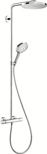 Hansgrohe Raindance Select S system prysznicowy z baterią termostatyczną w chromie z deszczownicą i słuchawką prysznicową
