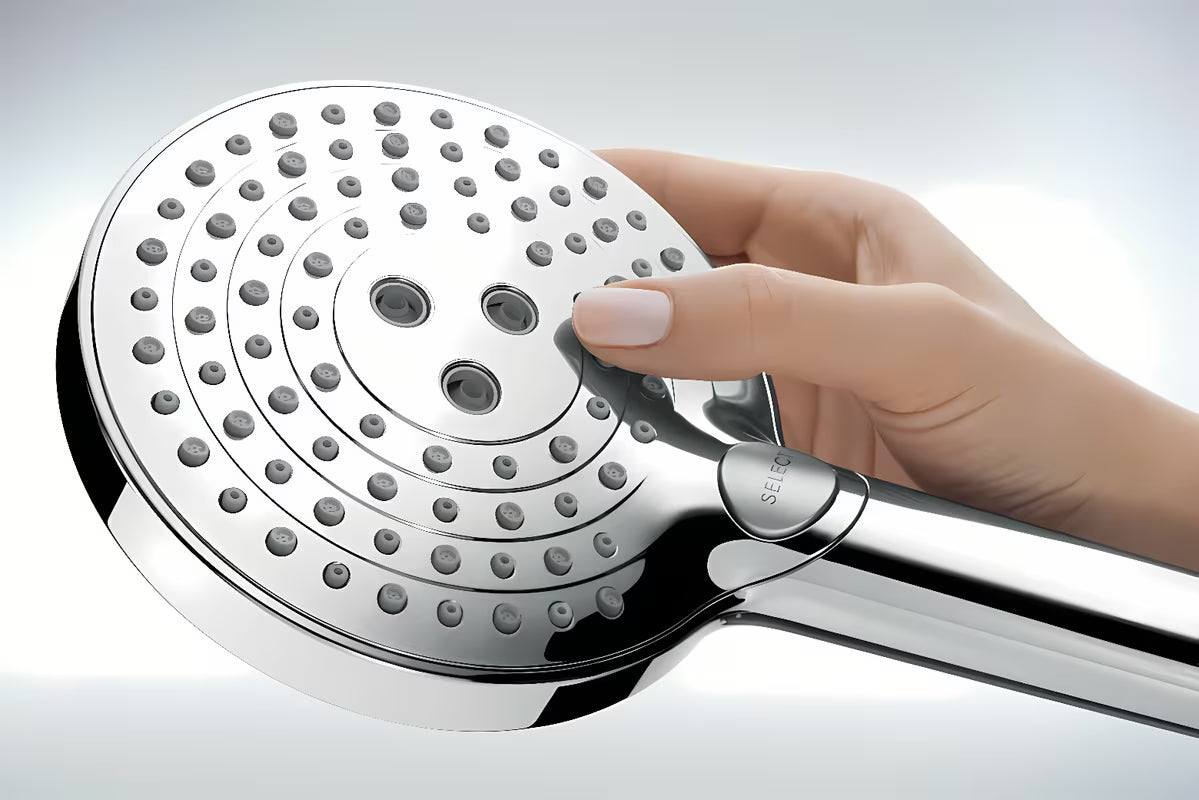 Hansgrohe Raindance Select S system prysznicowy z baterią termostatyczną w chromie z deszczownicą i słuchawką prysznicową