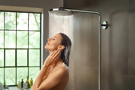 Hansgrohe Raindance Select S system prysznicowy z baterią termostatyczną w chromie z deszczownicą i słuchawką prysznicową