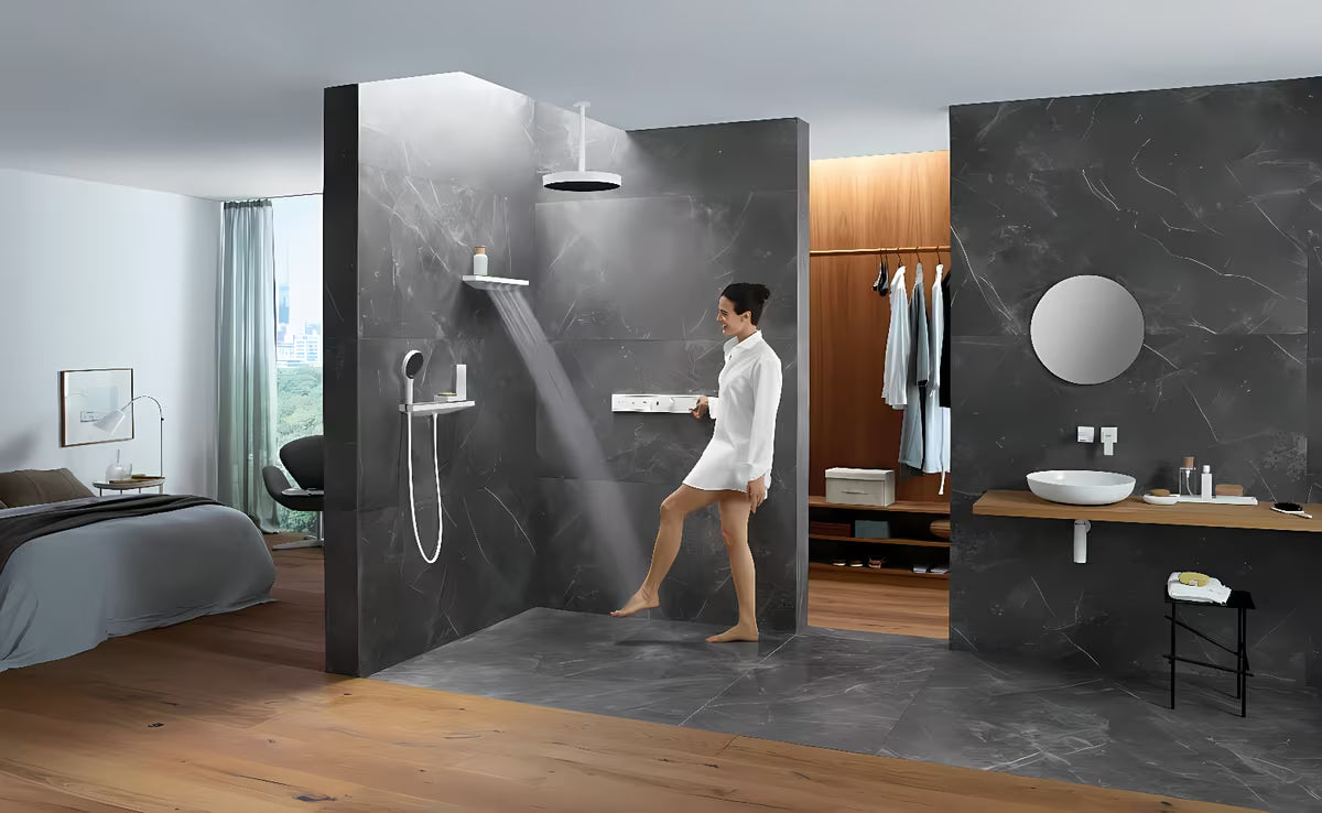 Słuchawka prysznicowa Hansgrohe Rainfinity 130 3jet w matowej bieli z antracytową tarczą strumieniową